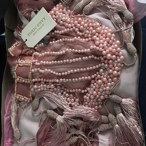 BOLERO' TASSELS BEADED DETAIL CREPE DRESS- PINK
